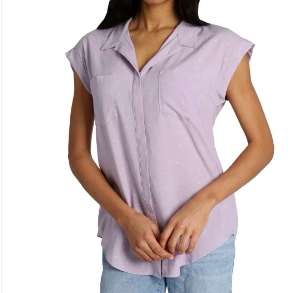 Jachs Girlfriend Women's Button Front Blouse, Women’s Medium, Purple